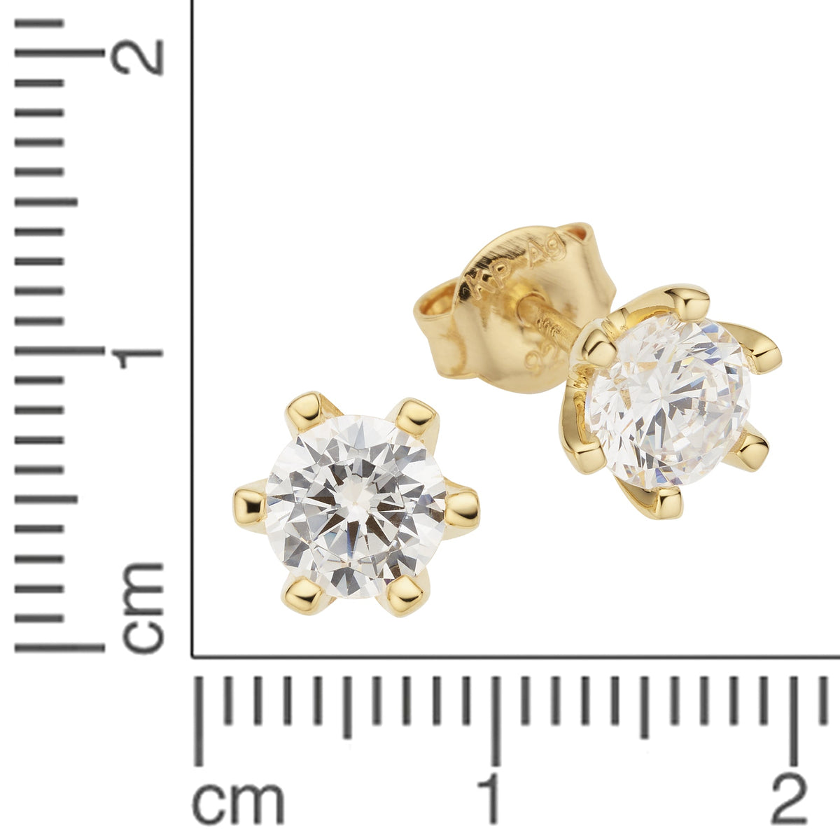 Ohrstecker 925/- Sterling Silber vergoldet 0,8cm Zirkonia