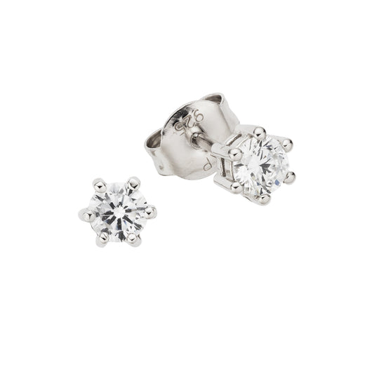 Zeeme Basic - Damen-Ohrstecker aus 925 Sterling Silber rhodiniert mit weißen Zirkonia-Steinen