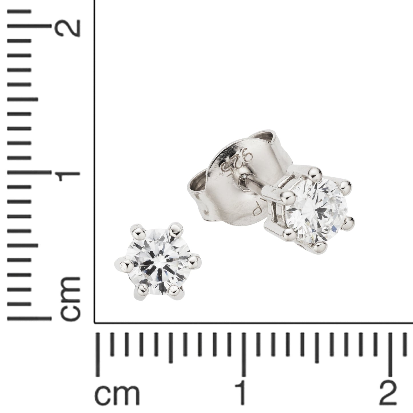 Ohrringe 925/- Sterling Silber rhodiniert 0,5cm Zirkonia