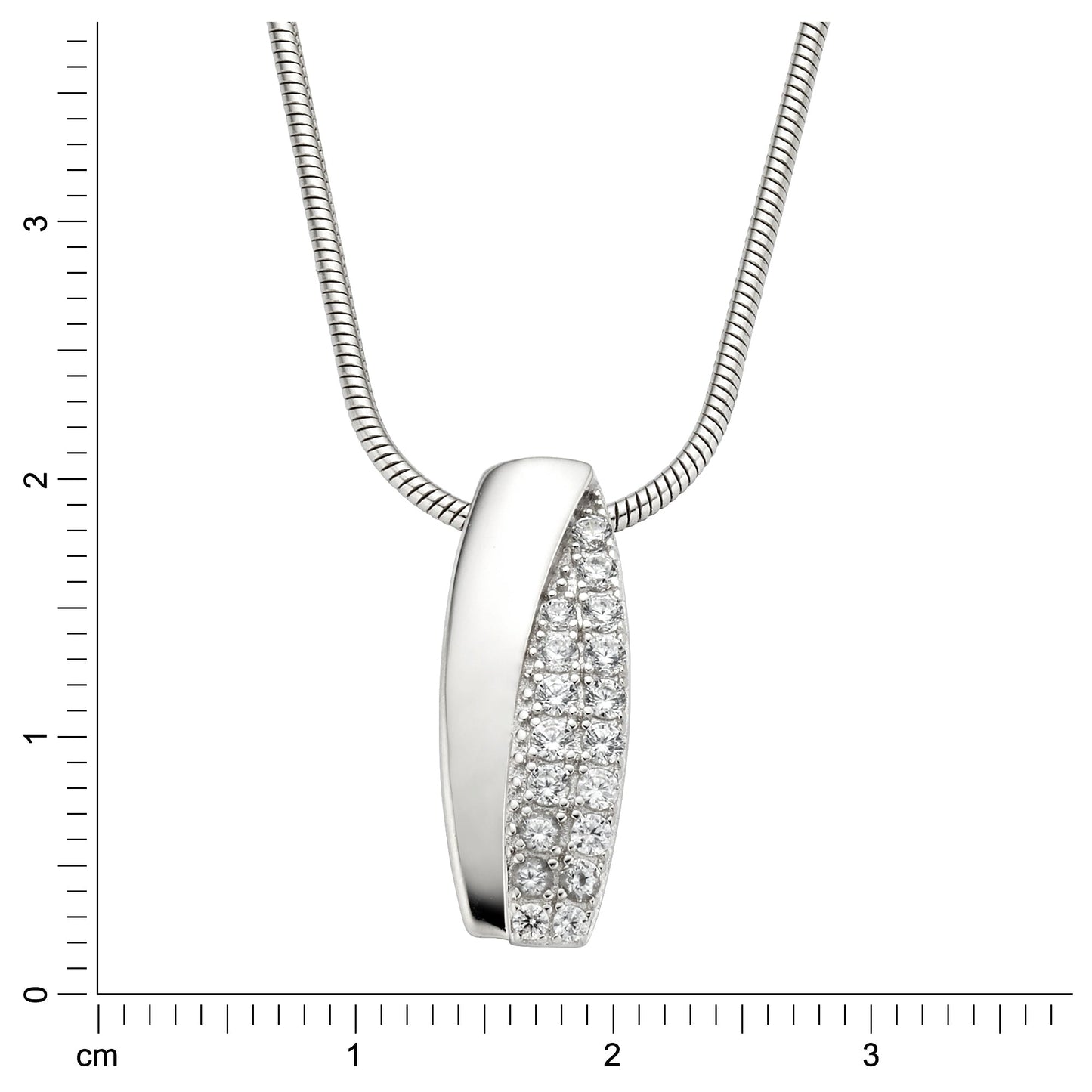 Halskette Schlangenkette 925/- Sterling Silber rhodiniert 47,0cm Zirkonia