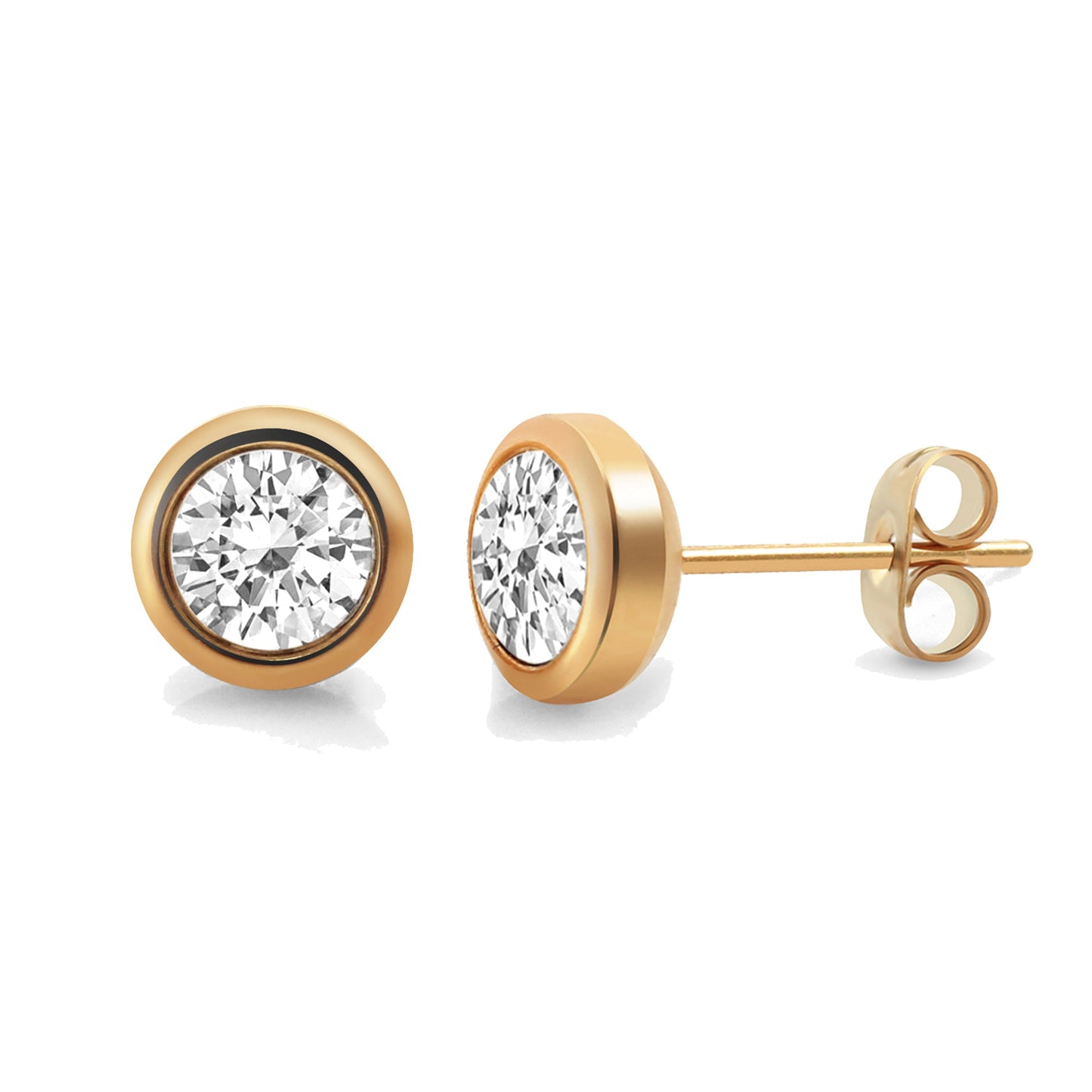 Ohrringe Edelstahl rotvergoldet 0,7cm Zirkonia