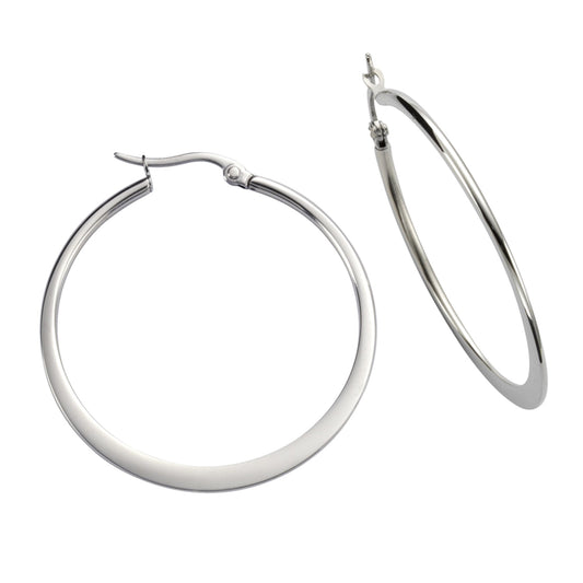 Zeeme Stainless Steel - Damen-Ohrringe aus Edelstahl glänzend 3,9cm Durchmesser