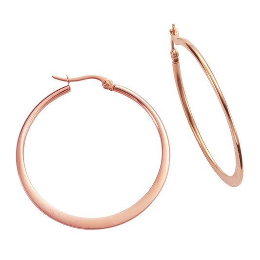 Zeeme Stainless Steel - Damen-Ohrringe aus Edelstahl rosé-vergoldet 39mm Durchmesser
