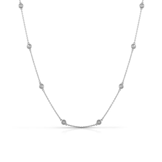 Zeeme Basic - Damen-Halskette aus 925 Sterling Silber rhodiniert 45+5cm lang mit weißen Zirkonia-Steinen