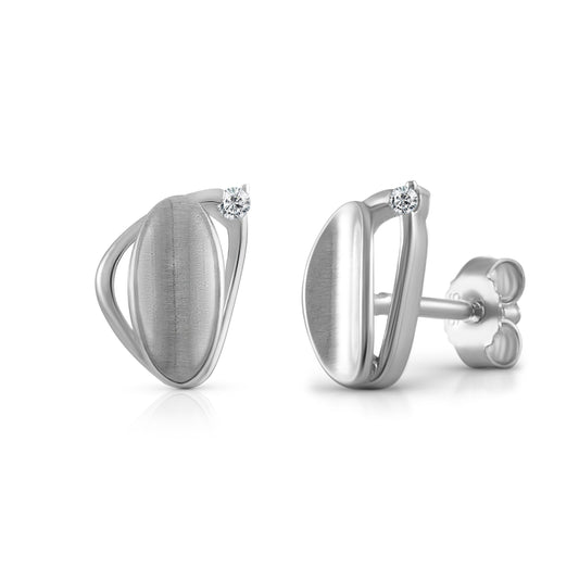 Ohrringe Silber 925 rhodiniert Ohrstecker mit weißen Zirkonia Steinen