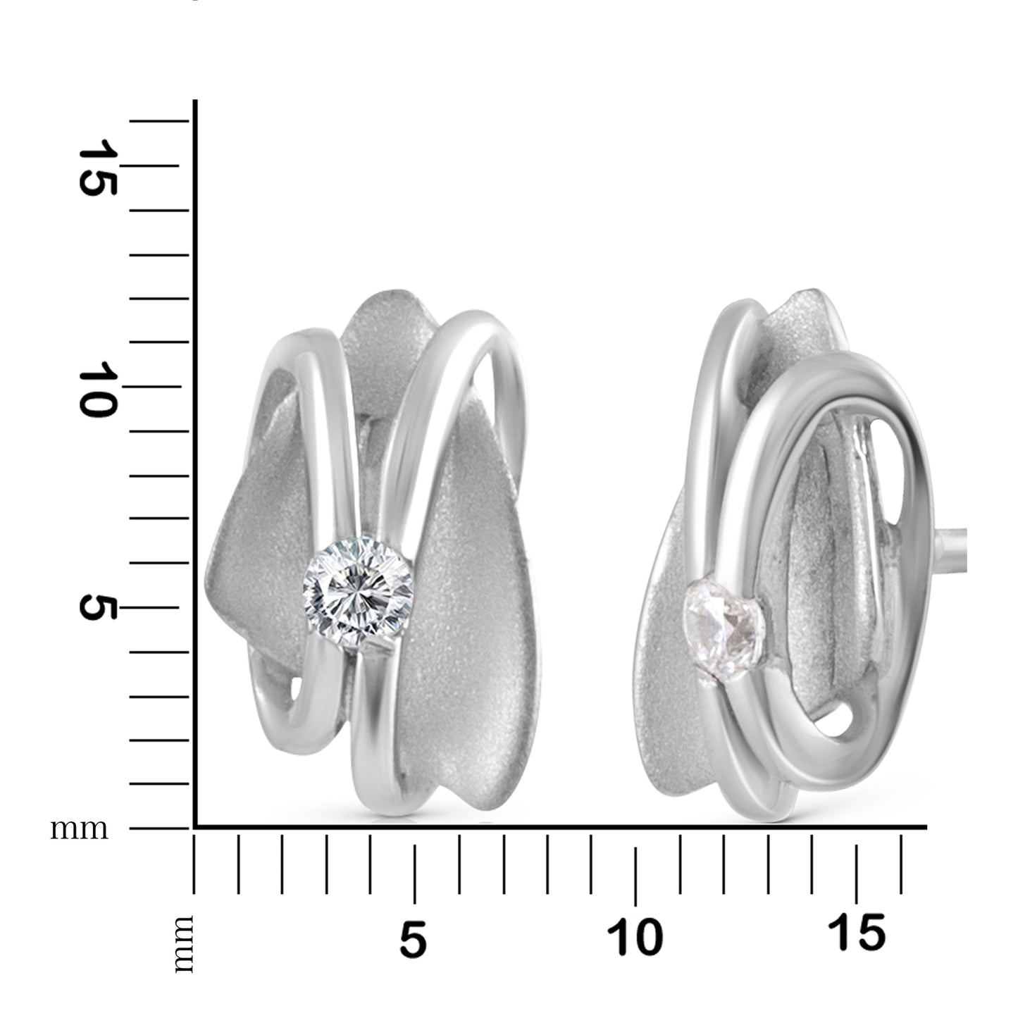Ohrstecker 925/- Sterling Silber rhodiniert 1,2cm Zirkonia