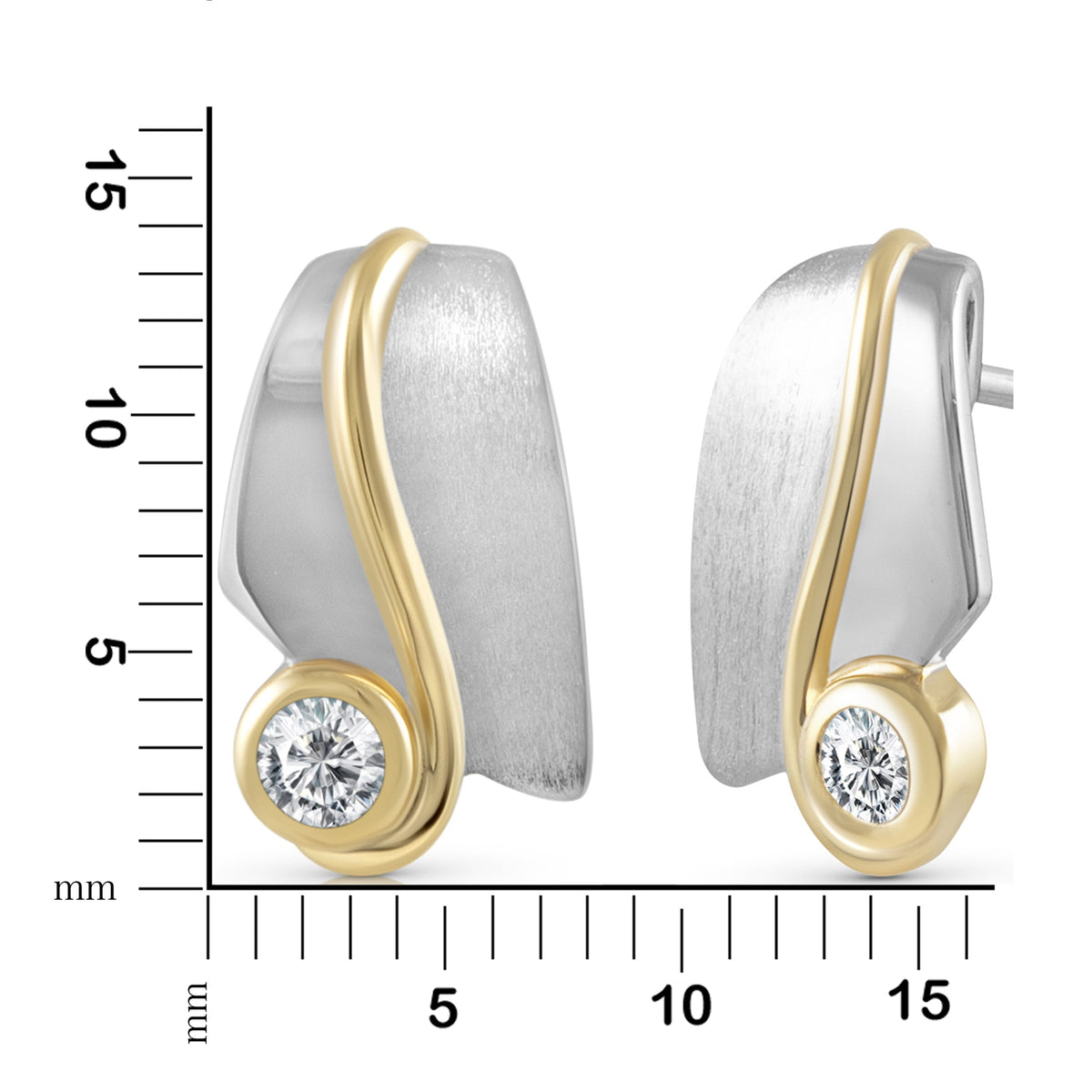 Ohrstecker 925/- Sterling Silber vergoldet (teil) 1,4cm Zirkonia