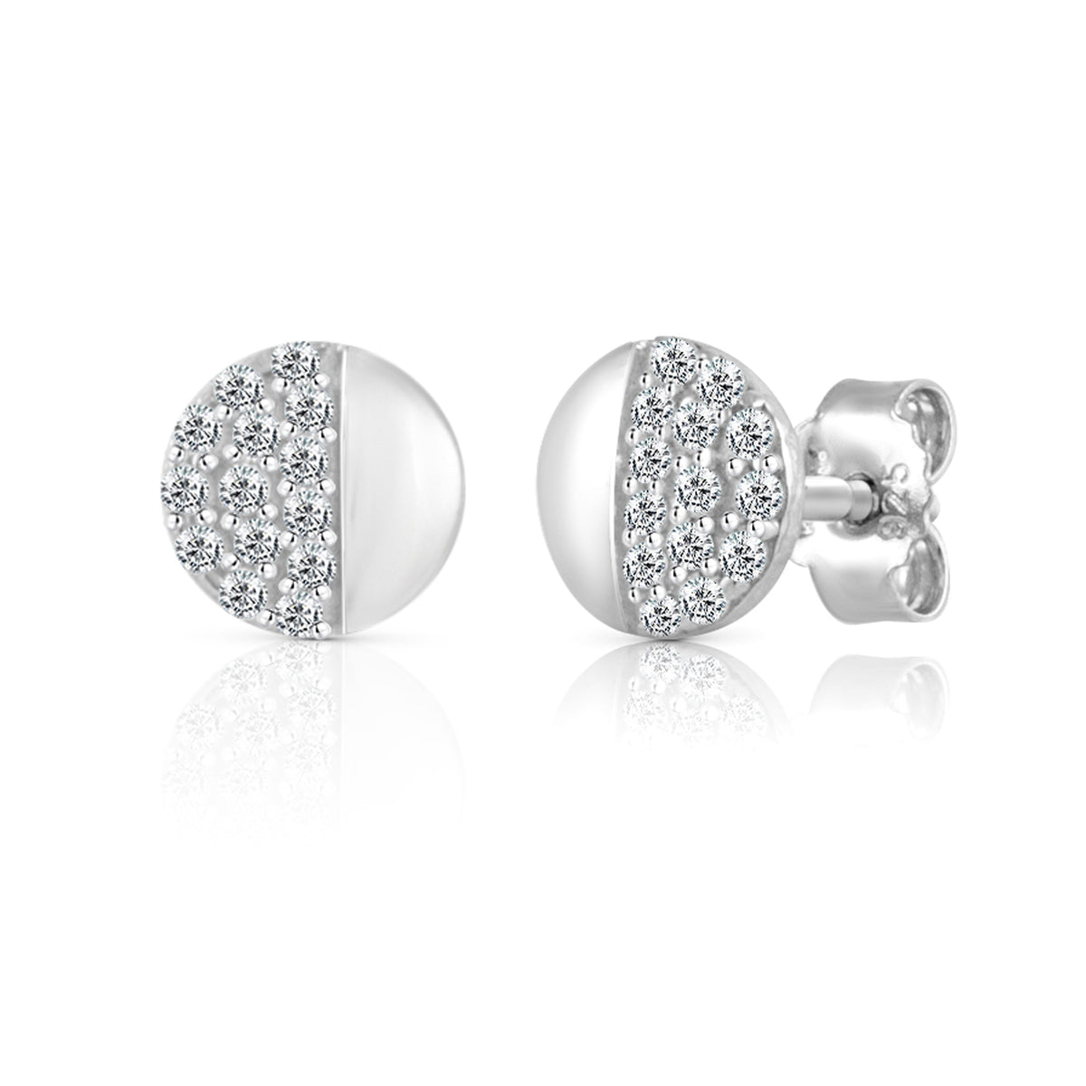 Ohrstecker 925/- Sterling Silber rhodiniert 0,9cm Zirkonia
