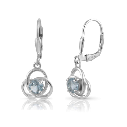 Ohrhänger in 925/- Sterling Silber rhodiniert mit je einem Sky Blautopas. Die Ohrhänger sind 11mm breit und 28mm lang mit einem Pat. Brisur-Verschluß.
