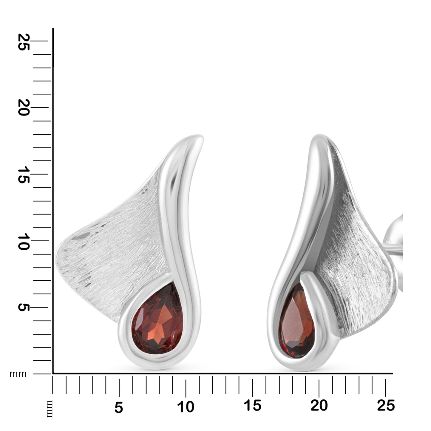 Ohrstecker 925/- Sterling Silber rhodiniert 1,8cm Granat