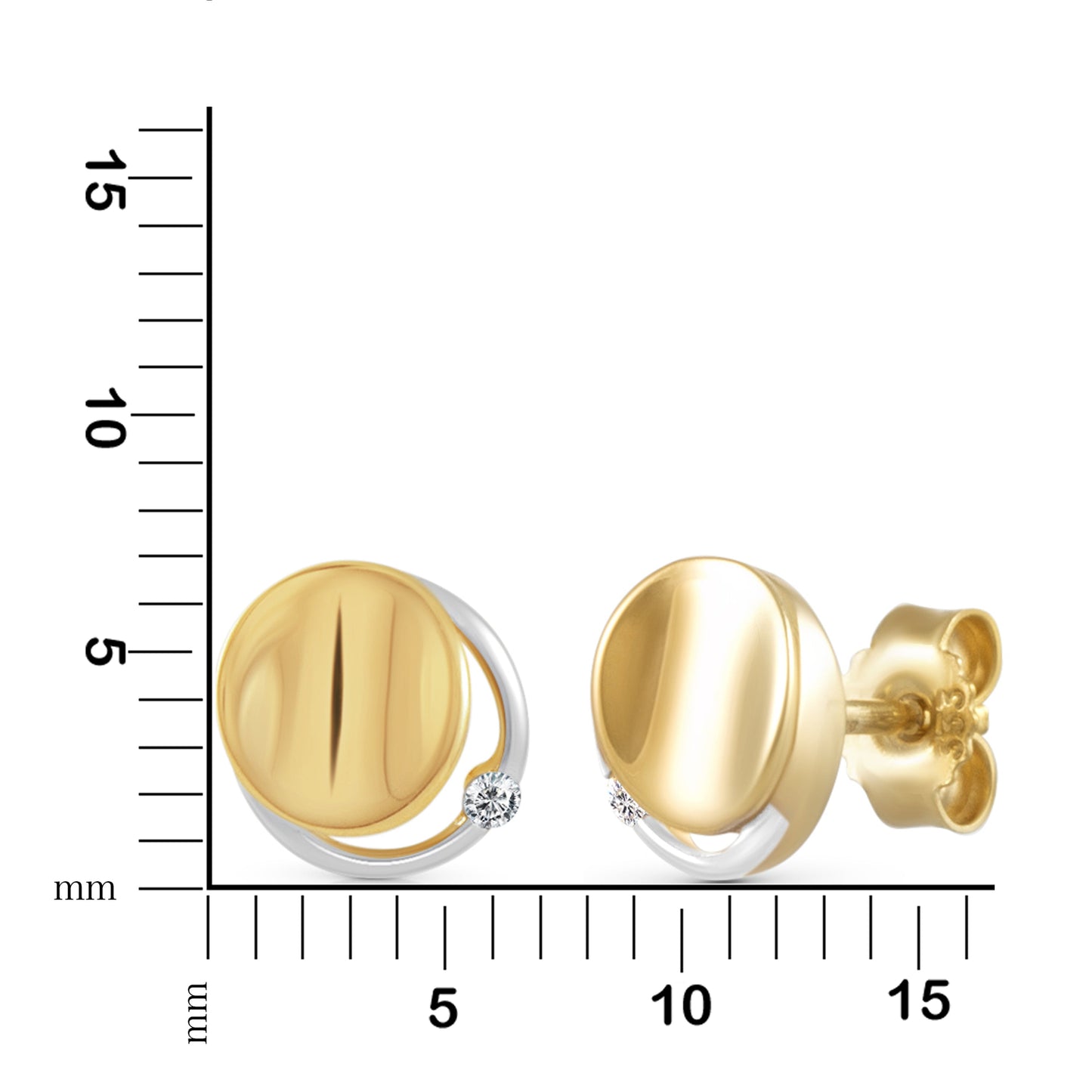 Ohrstecker 333/- Gold rhodiniert 0,7cm Zirkonia
