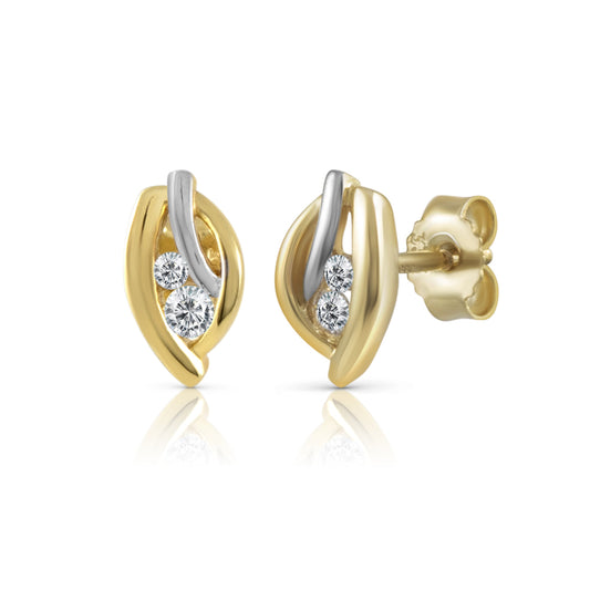 Ohrringe Gold 333 zweifarbig mit Zirkonia weiß