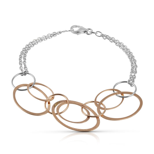 Armband 925 Sterling Silber 20cm rotvergoldet + rhodiniert