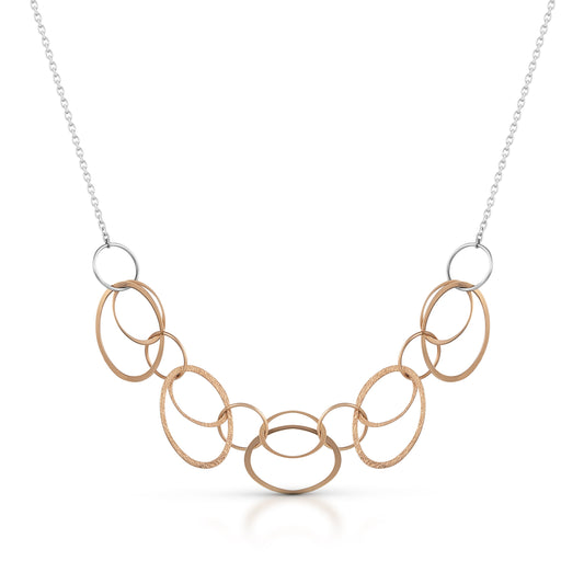 Collier 925 Sterling Silber rotvergoldet und rhodiniert 42+3cm