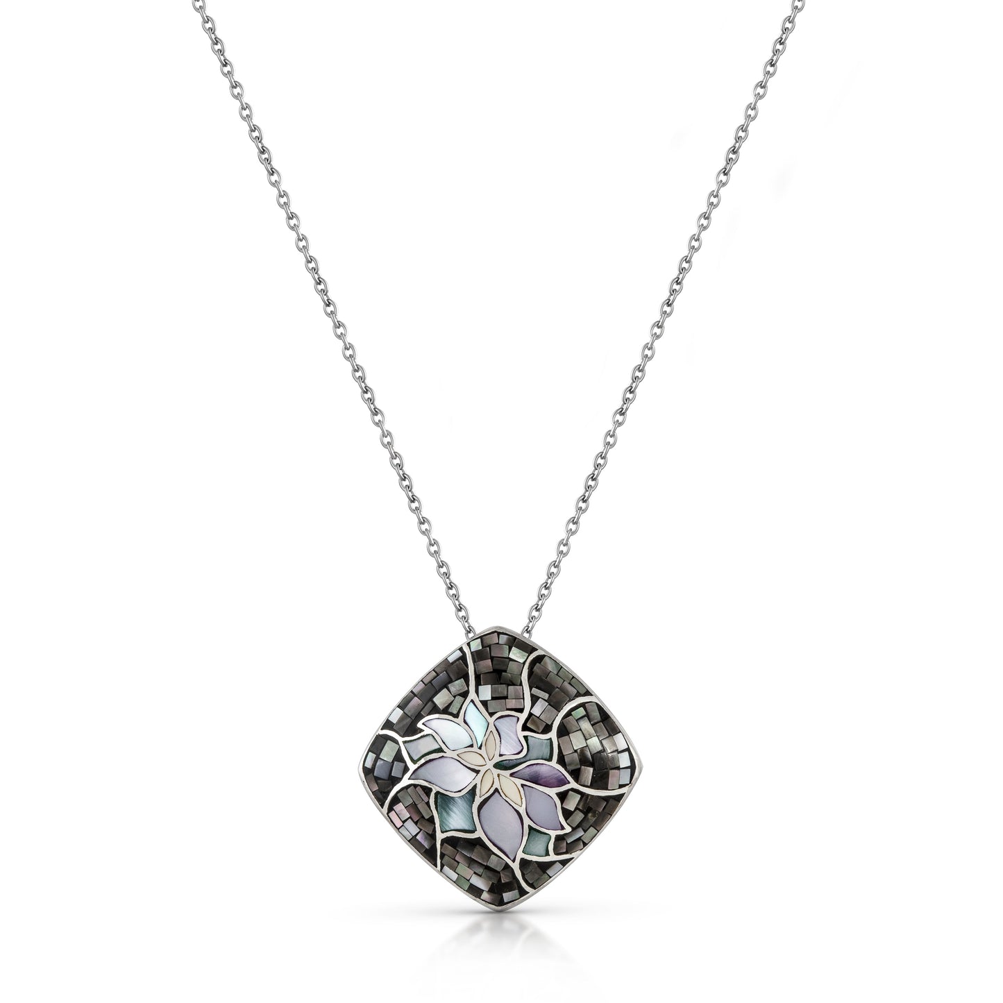 Anhänger mit Kette 925/- Sterling Silber rhodiniert 47,0cm Perlmutt