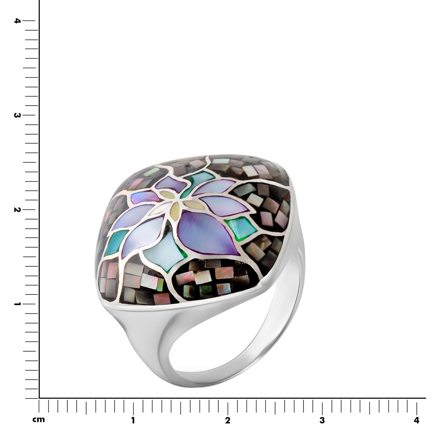 Ring 925/- Sterling Silber rhodiniert Perlmutt