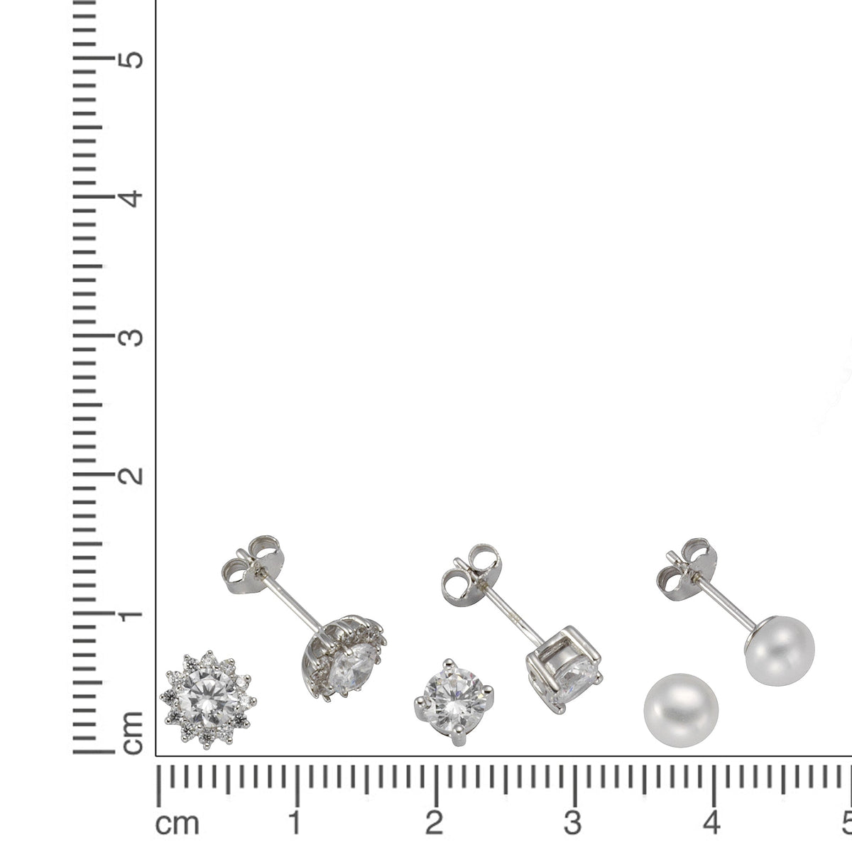 Ohrstecker 3er-Set 925/- Sterling Silber rhodiniert 0,5cm Zirkonia