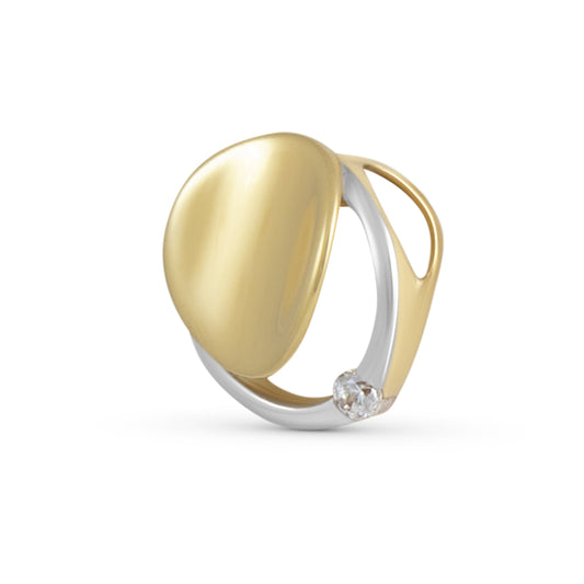 Anhänger aus 333/- Gelbgold zweifarbig mit einem Zirkonia in weiß. Der Anhänger ist 11mm lang.