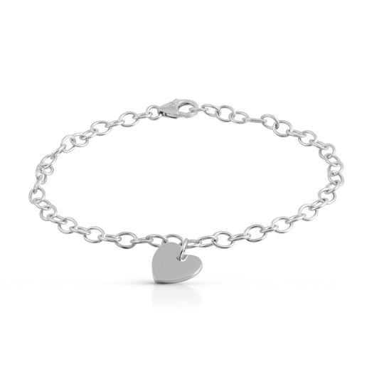 Armband 925 Silber rhodiniert mit Herz Motiv (11x11mm) und 19cm Länge
