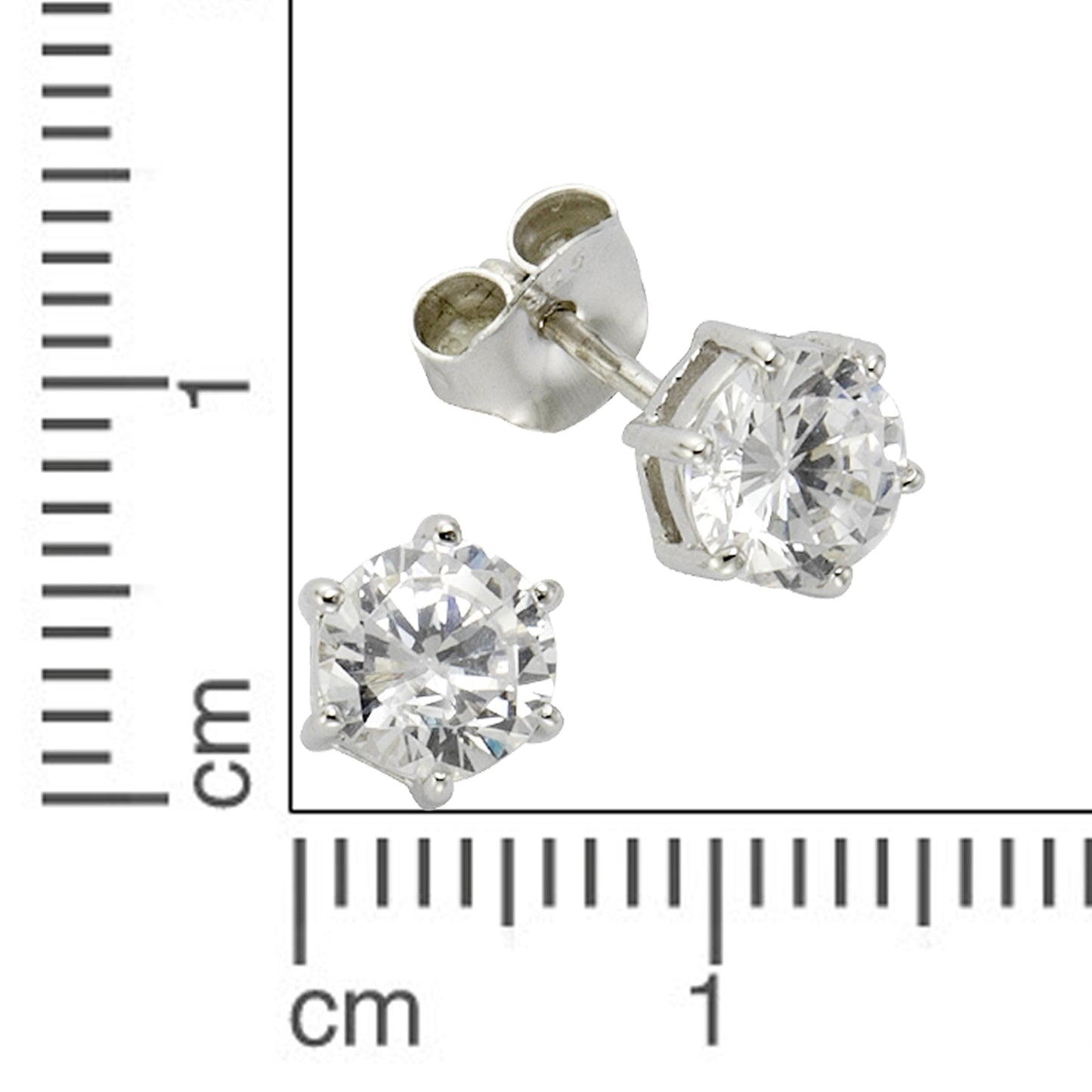 Ohrstecker 925/- Sterling Silber rhodiniert 0,6cm Zirkonia