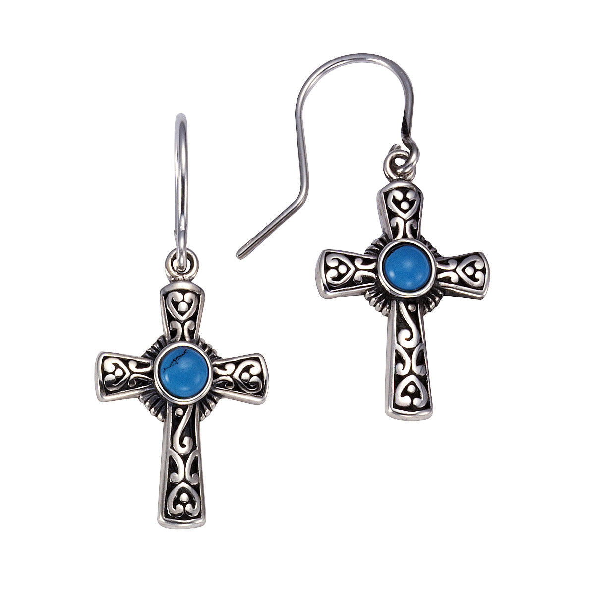Ohrhänger 925/- Sterling Silber oxidiert 3,5cm Türkis