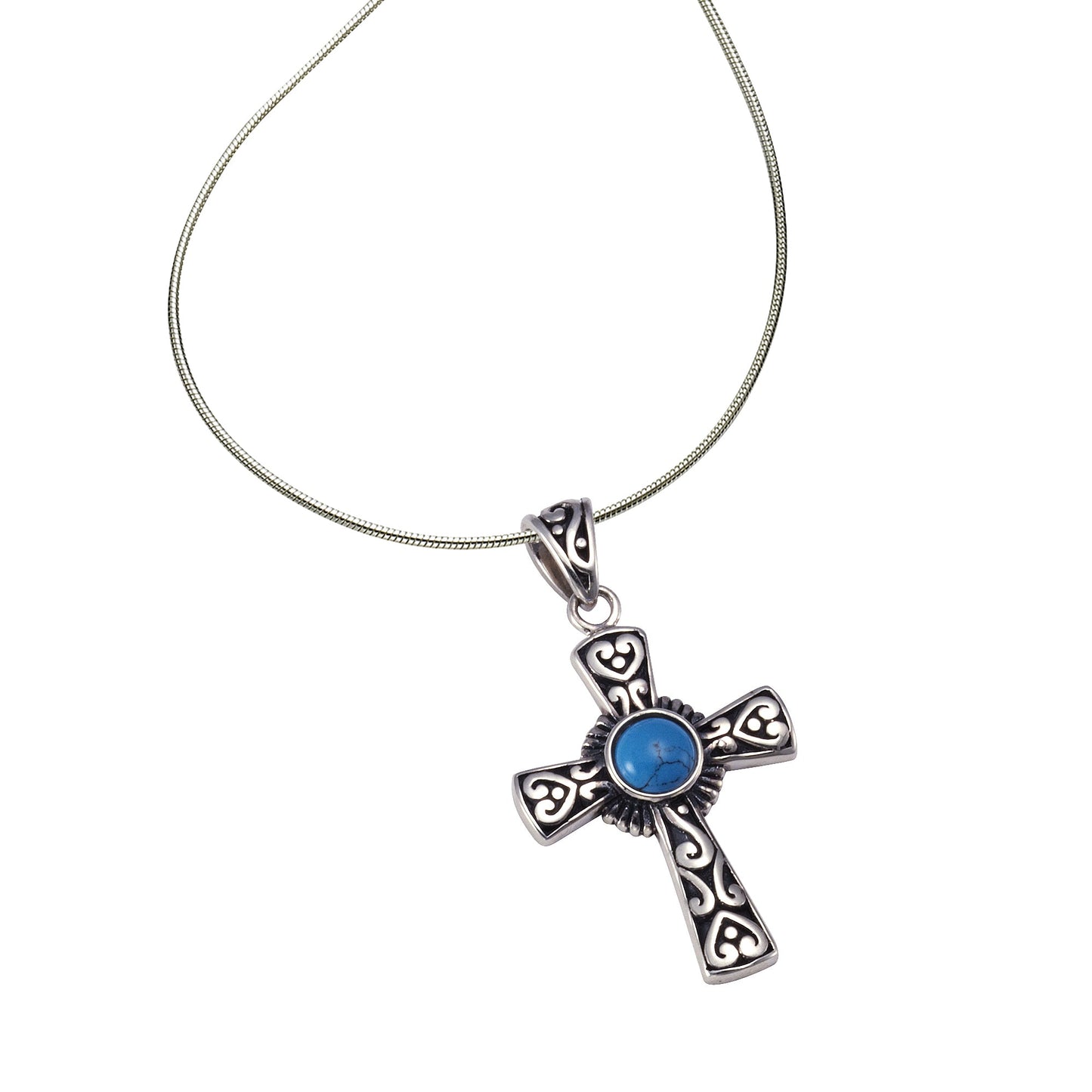 Anhänger mit Kette keine / nicht relevant 925/- Sterling Silber oxidiert 47,0cm Türkis