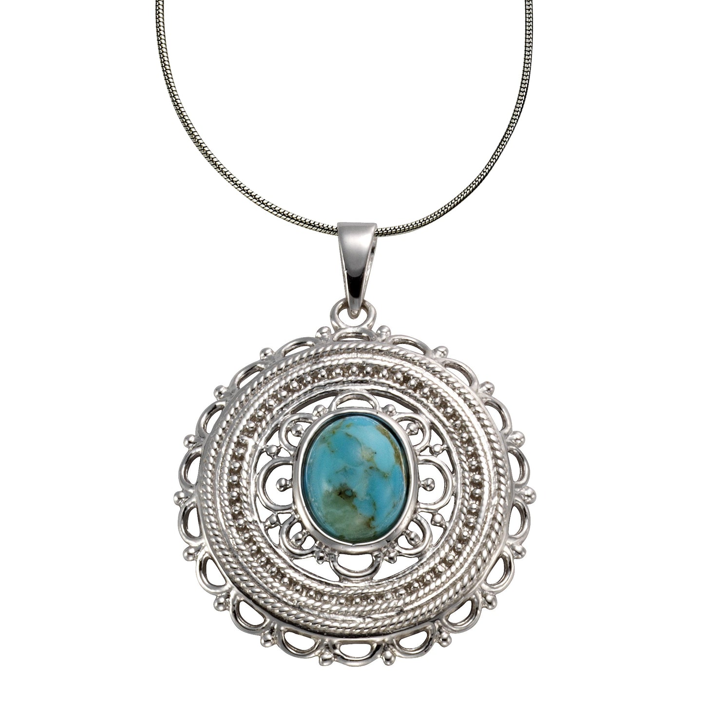 Halskette keine / nicht relevant 925/- Sterling Silber rhodiniert 47,0cm Türkis