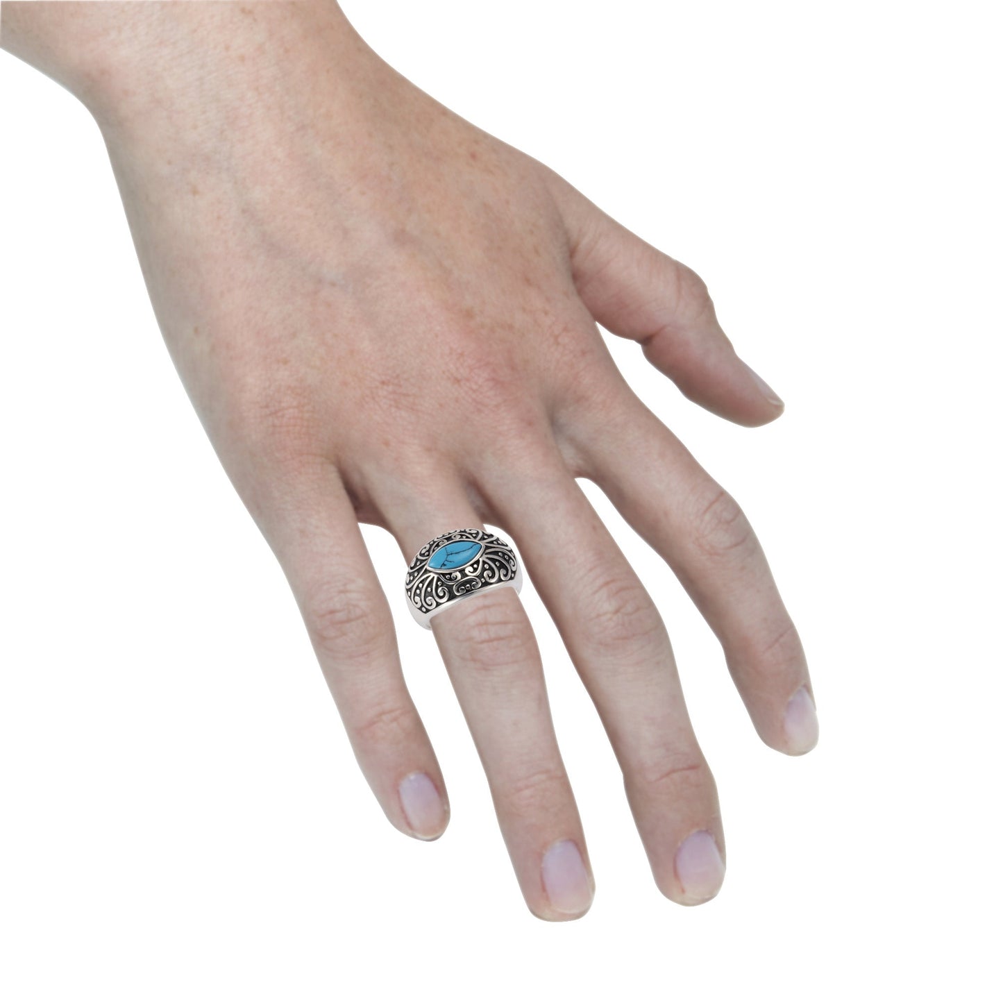 Ring 925/- Sterling Silber oxidiert Türkis