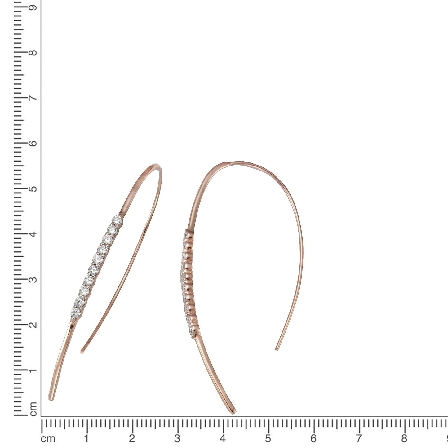 Ohrhaken 925/- Sterling Silber rotvergoldet 5,4cm Zirkonia