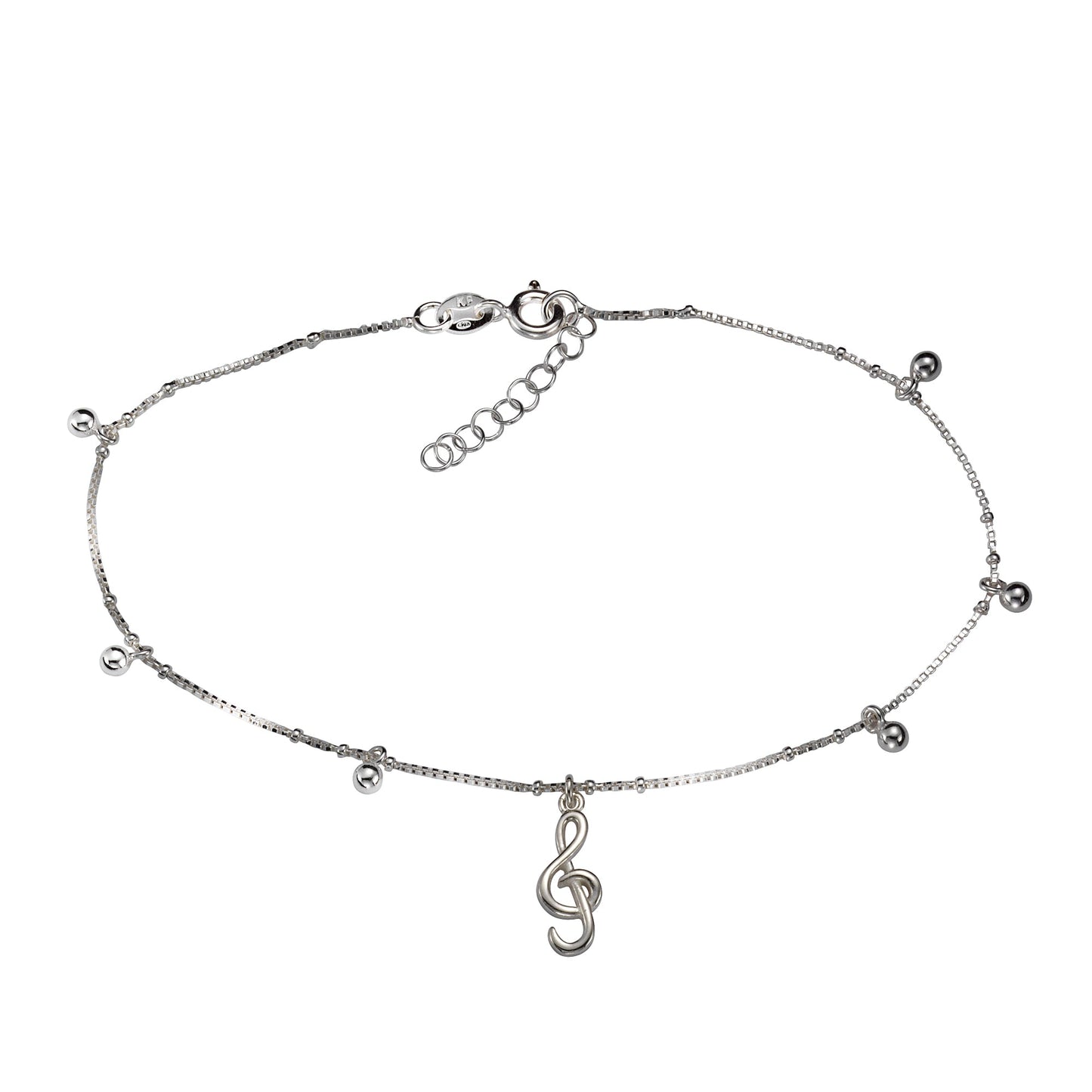 Fußkette Venezianerkette 925/- Sterling Silber rhodiniert 25,0cm ohne