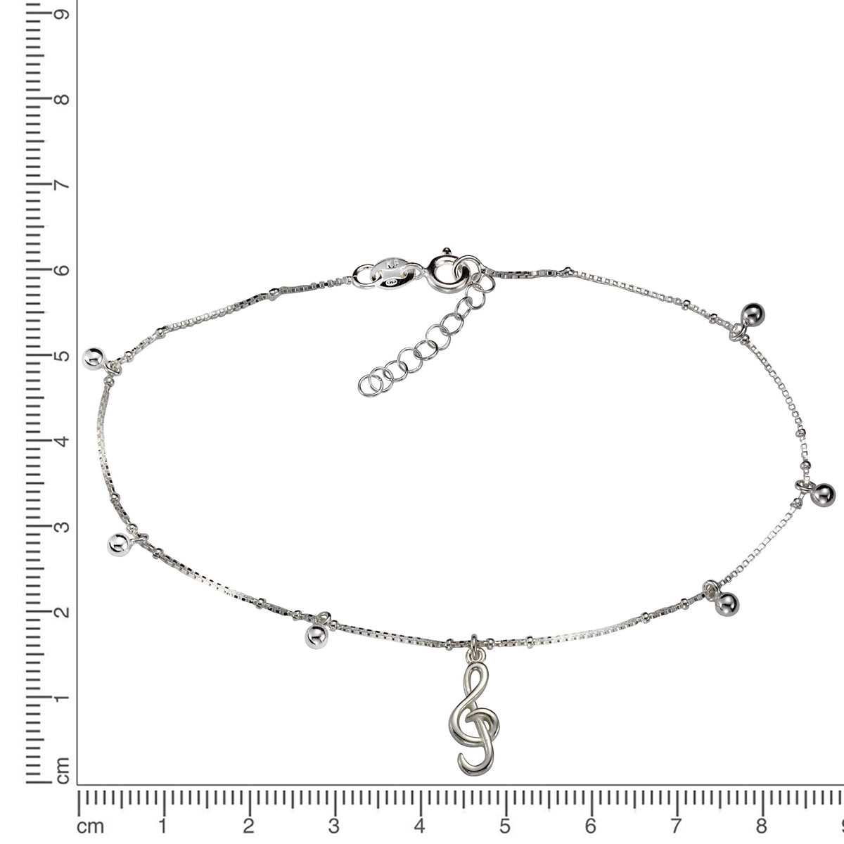 Fußkette Venezianerkette 925/- Sterling Silber rhodiniert 25,0cm ohne