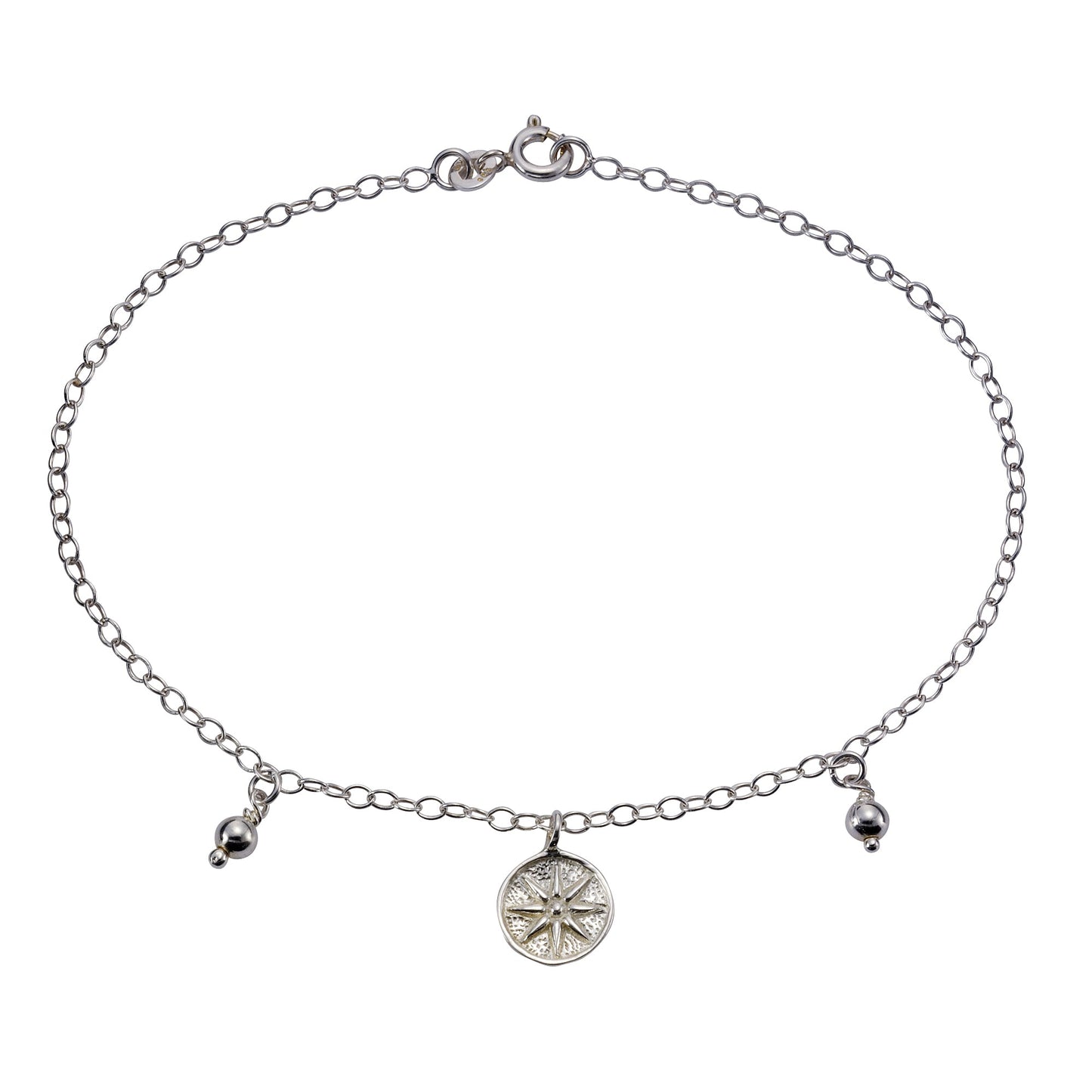 Fußkette Ankerkette 925/- Sterling Silber rhodiniert 24cm ohne