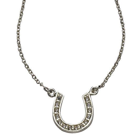 Zeeme Silver - Collier 925/- Sterling Silber rhodiniert Hufeisen 45/48cm Zirkonia weiß