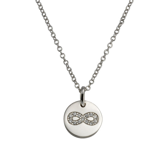 Zeeme Silver - Collier 925/- Sterling Silber rhodiniert Infinity 42+5cm Zirkonia weiß