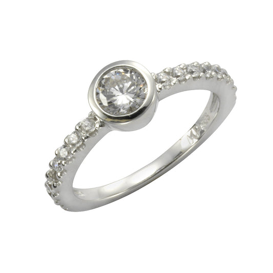 Ring aus 925 Sterling Silber rhodiniert mit 17x weiße Zirkonia