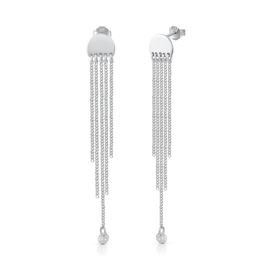 Zeeme Silver - Damen-Ohrhänger aus 925 Sterling Silber rhodiniert 70mm lang mit Zirkonia weiß