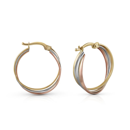 Fascination by Ellen K. - Damen-Ohrringe aus 585 Gold dreifarbig mit einem Durchmesser von 20mm