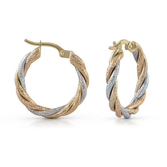 Fascination by Ellen K. - Damen-Ohrringe aus 585 Gold dreifarbig 22mm Durchmesser