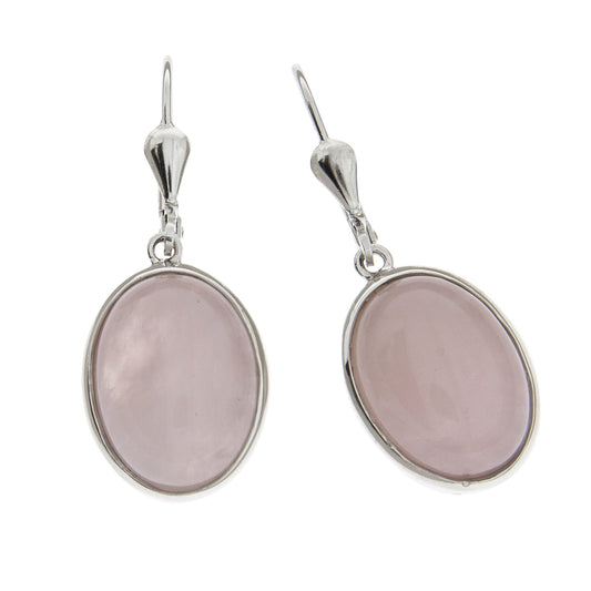 Zeeme Gemstones - Damen-Ohrhänger aus 925 Sterling Silber rhodiniert mit echtem Rosenquarz 16x12mm