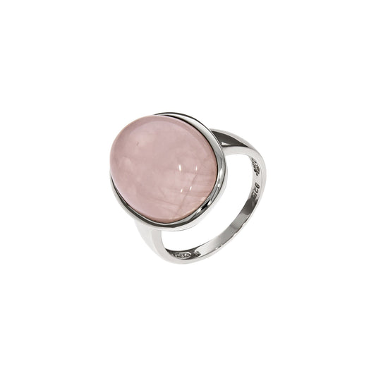 Zeeme Gemstones - Damen-Ring aus 925 Sterling Silber rhodiniert mit echtem Rosaquarz 20x15mm