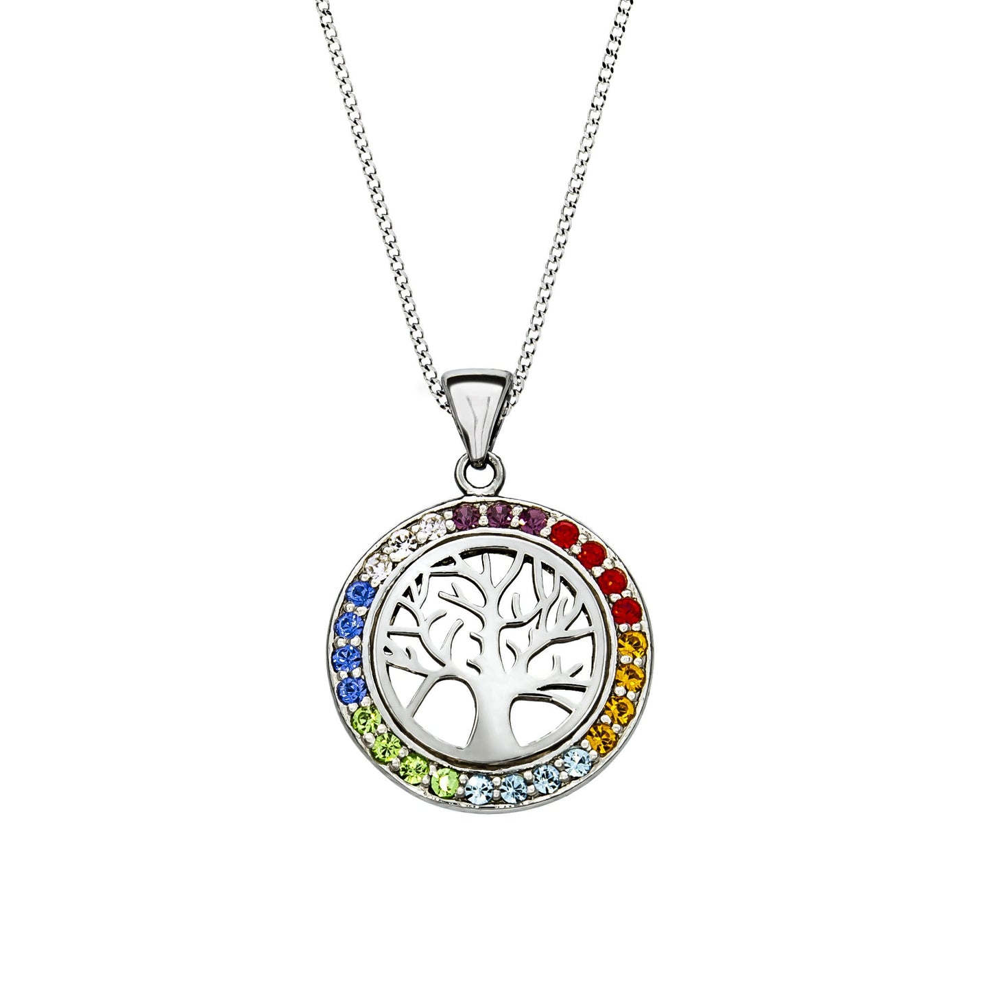 Halskette Panzerkette 925/- Sterling Silber rhodiniert 45cm Kristall