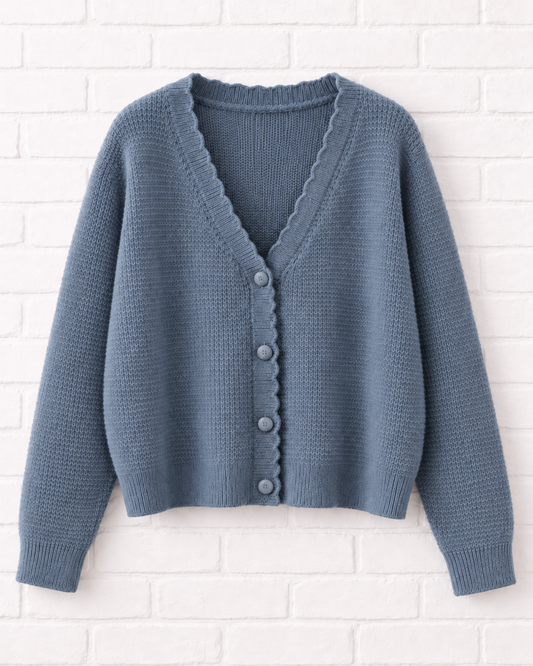 Strickweste mit Muschelsaumkragen- 360°