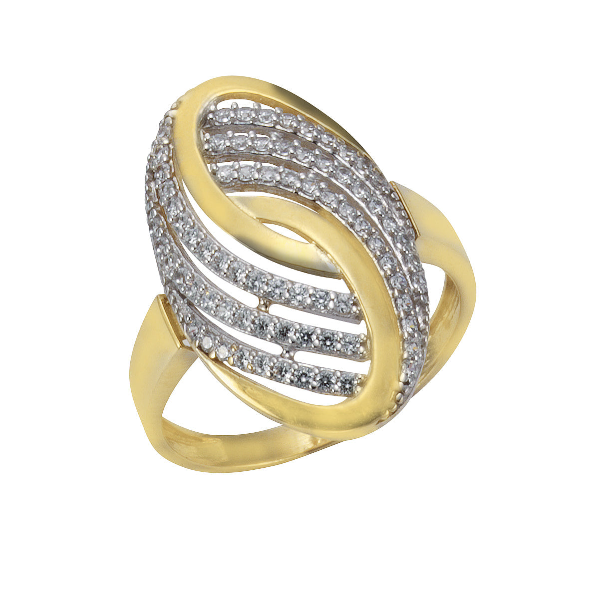 Fascination by Ellen K. Damenring 375/- Gelbgold 74x Zirkonia weiß