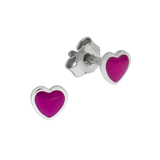 Zeeme for Kids - Kinder-Ohrringe 925 Sterling Silber Lack rot Motiv Herz