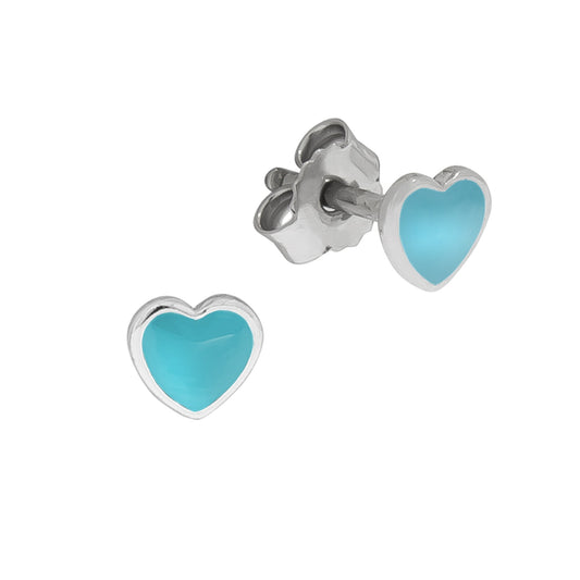Zeeme for Kids - Kinder-Ohrringe 925 Sterling Silber Lack türkis Motiv Herz