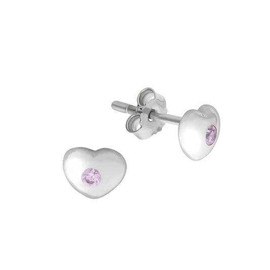 Zeeme for Kids - Kinder-Ohrringe Silber 925 Herz mit Zirkonia pink