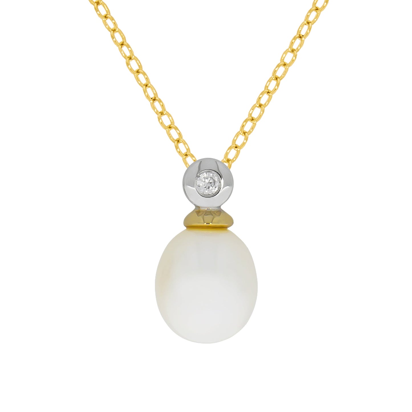 Halskette Ankerkette 925/- Sterling Silber vergoldet (teil) 45cm Perle
