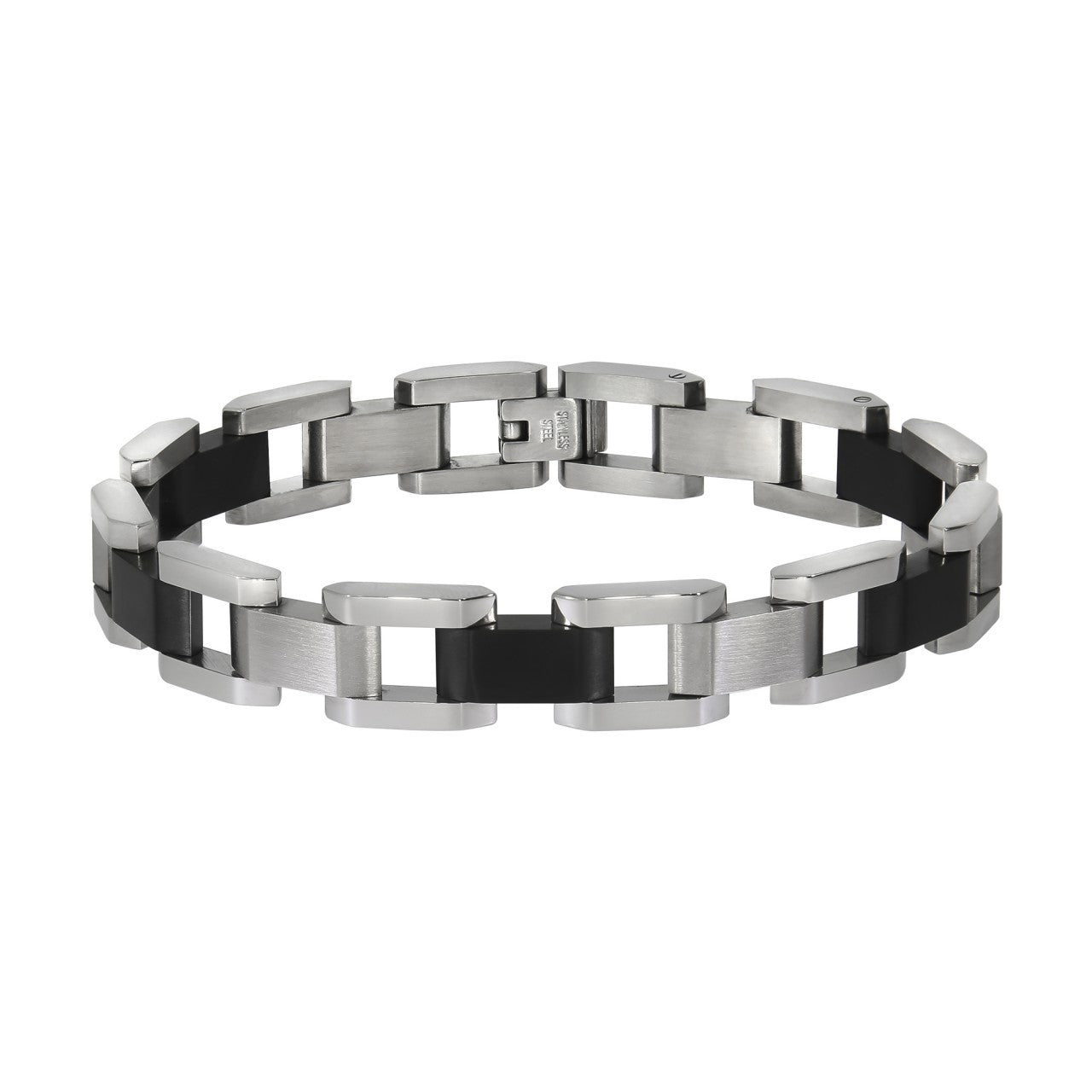 Armband Unisex Edelstahl poliert matt zweifarbig schwarz 22