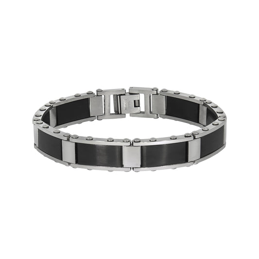 Zeeme Stainless Steel - Unisex-Armband Edelstahl zweifarbig glanz matt 21,0cm