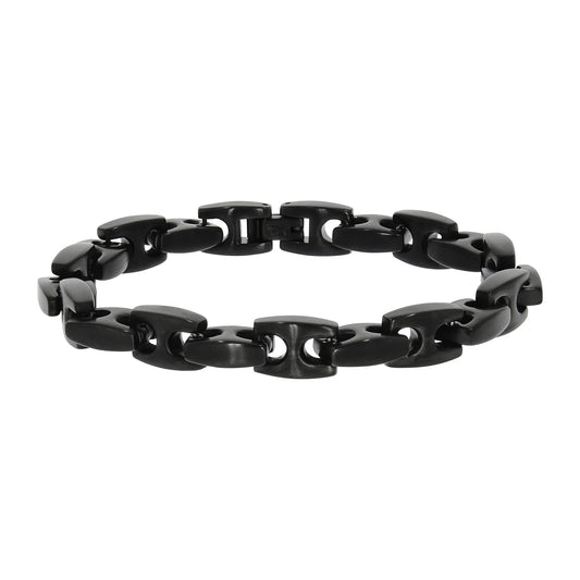 Zeeme Stainless Steel - Herren-Armband aus geschwärztem Edelstahl glanz matt 23,5cm lang